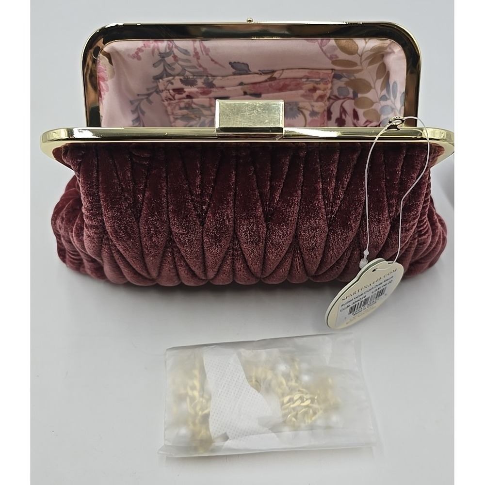 NWT Spartina 449 Velvet Dusty Mauve Southern Old-money Kiss Lock Clutch Purse - Picture 6 of 14